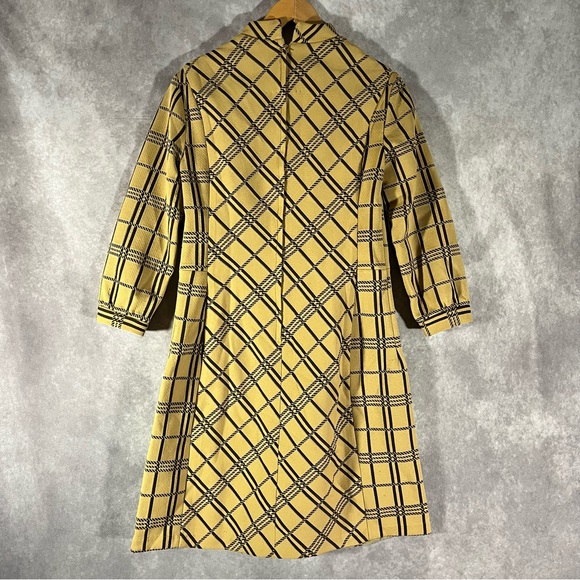 Vintage Burt Stanley Midi Dress Small S Yellow Black Stripe 60s Mod **See Desc** - Picture 3 of 10